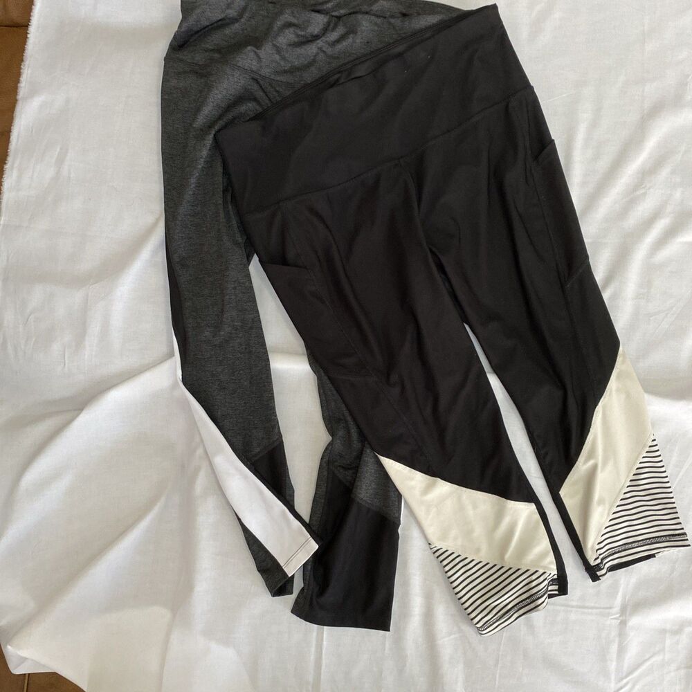 Xersion Athletic Leggings 1x Cropped And Capri Black And White